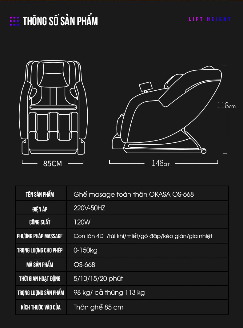 Ghế massage toàn thân Okasa OS-668